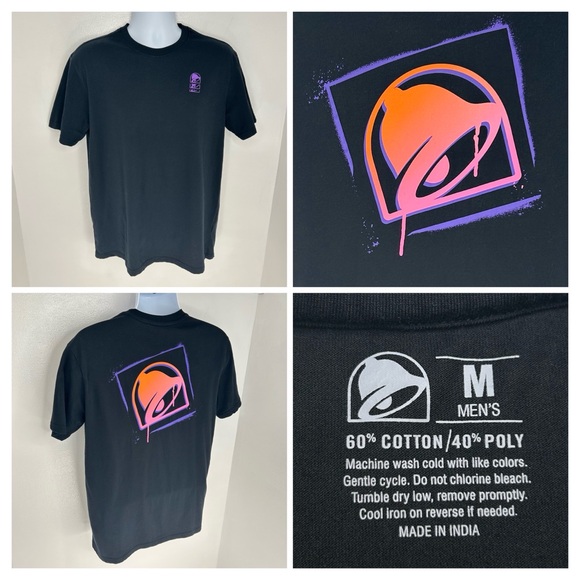 Taco Bell Employee Uniform Logo Black Classic Short Sleeve T Shirt Mens Medium - Picture 1 of 12